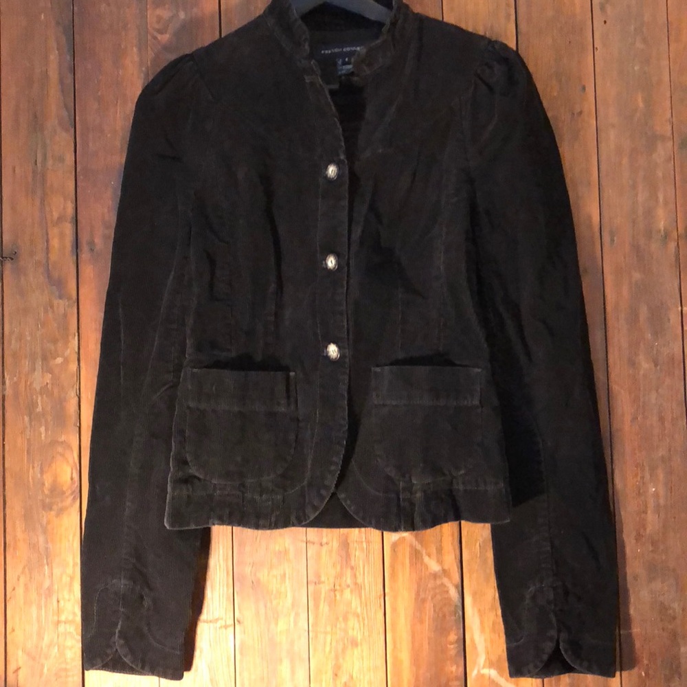 French Connection Black Corduroy Button Up Jacket